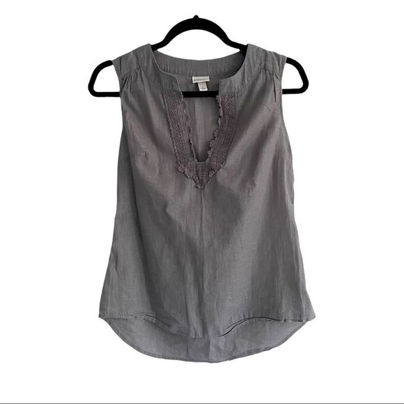 MERONA Sleeveless Blouse Tank Top With Embroidery Metallic Shimmery Taupe S - Picture 1 of 4